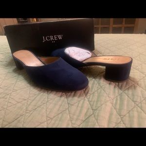 J. Crew women’s sz 11 microsuede block heel, Navy